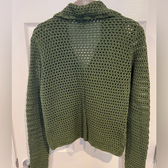 Ann Taylor Olive Crocheted Cardigan Sz Small - Picture 2 of 5
